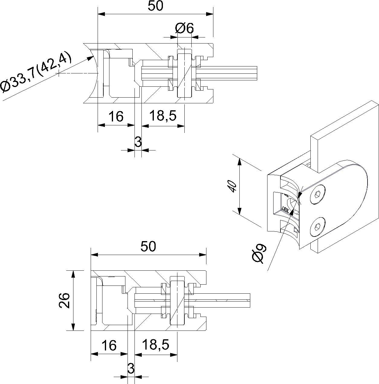 Glasklemme KLEMMTYP 2 Edelstahl mit AbZ von Südmetall 30 Varianten!