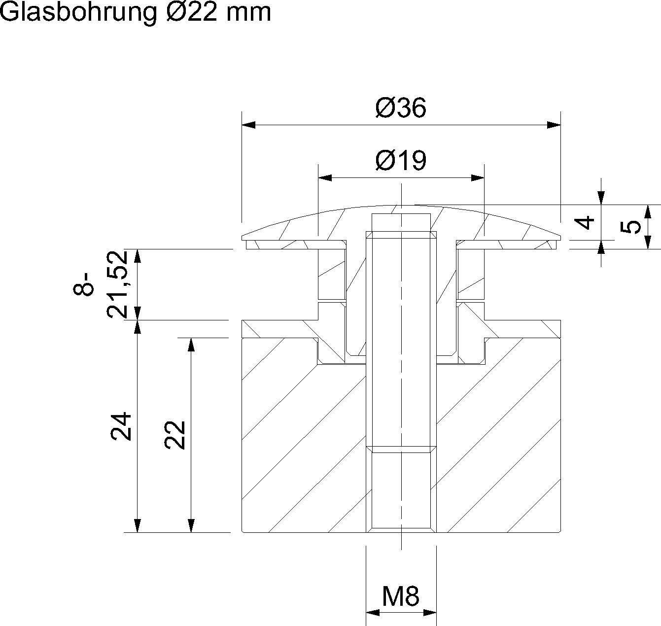 Glas-Punkthalter V2A Senkkopf von Südmetall
